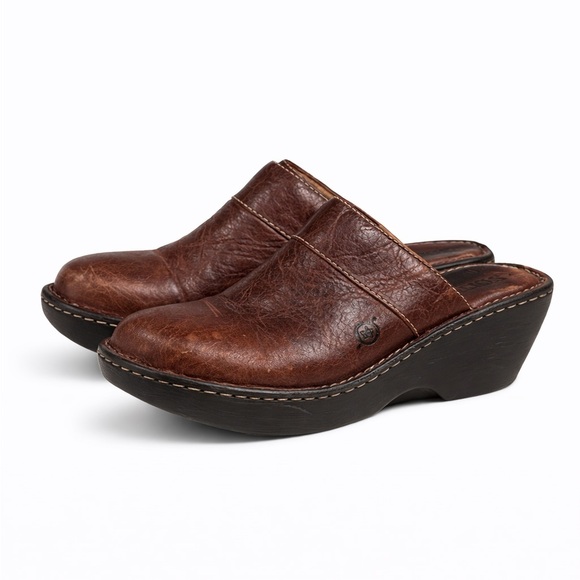 Born Shoes - Born Women’s Brown Leather Clogs Size 8​​​​​​